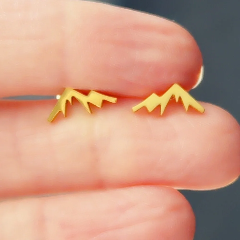 14K Gold Stainless Steel Mountain Earrings